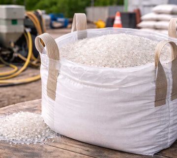 Silica free recycled glass abrasive in industrial blasting setup