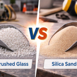 Crushed glass blasting media vs silica sand side-by-side comparison